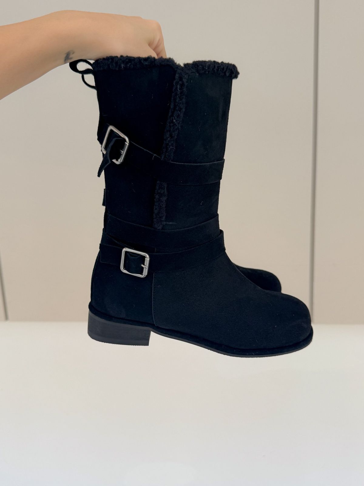 2 way ベルトライン ファー ミドルブーツ 3432