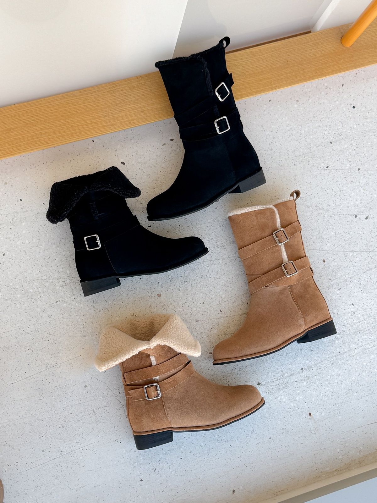 2 way ベルトライン ファー ミドルブーツ 3432