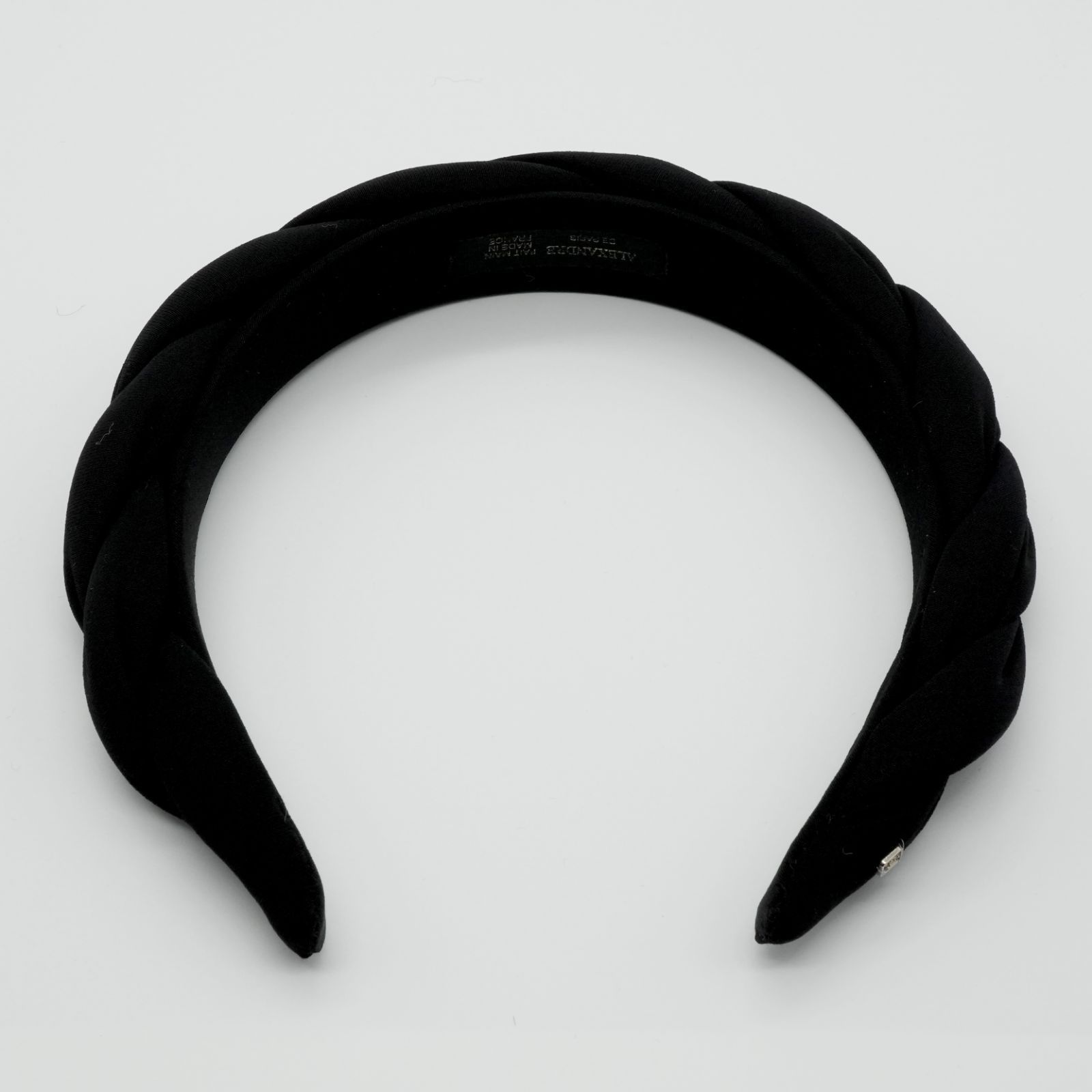 アレクサンドルドゥパリ ツイスト サテン カチューシャ 黒/25-2680