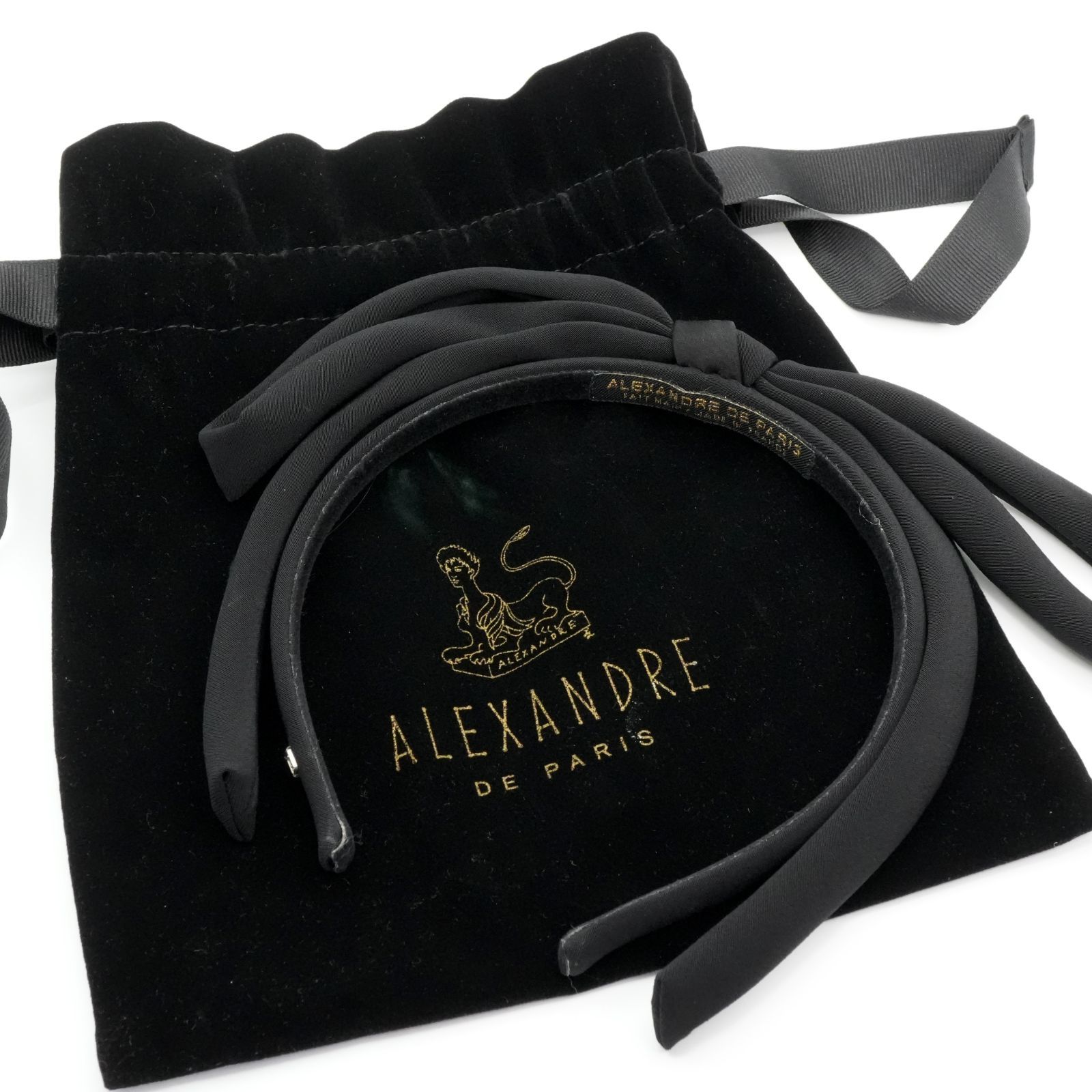 アレクサンドルドゥパリ ベロア リボン カチューシャ ブラック/25-2681