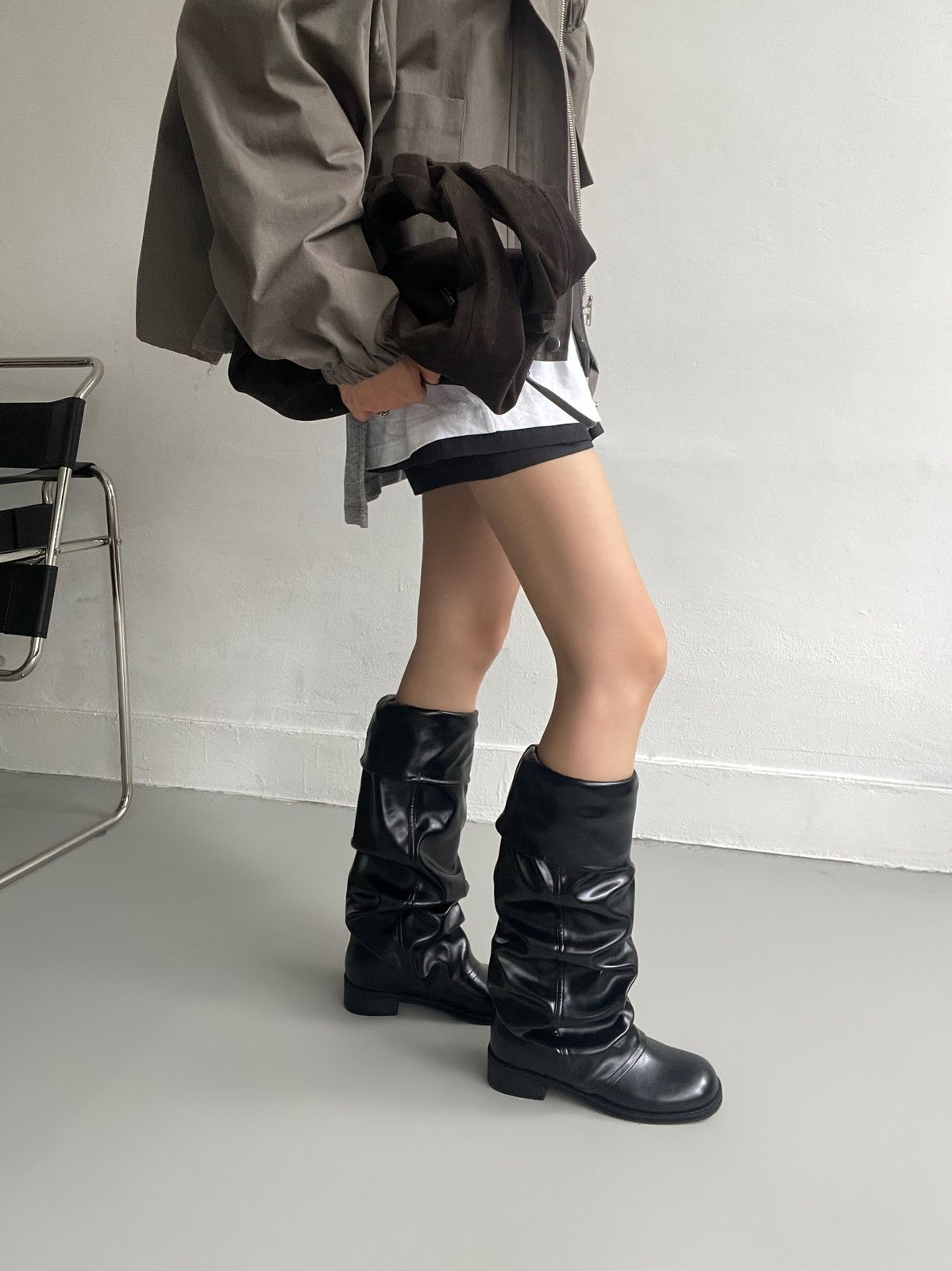 ツーウェイ メルト スラウチ ブーツ V 162 ニット ONE PIECE コート ジャケット オーバーサイズ