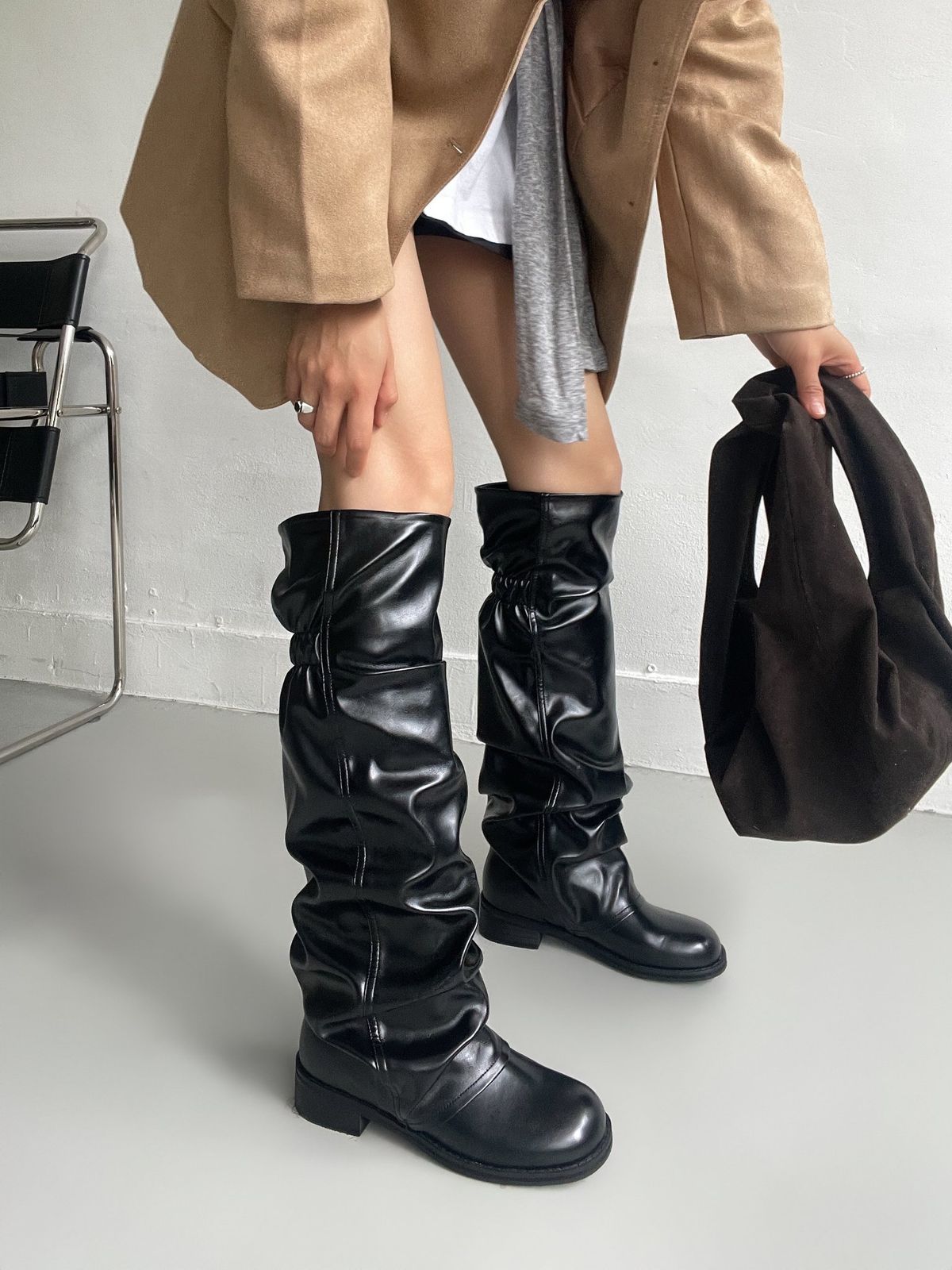  ツーウェイ メルト スラウチ ブーツ V 162 ニット ONE PIECE コート ジャケット オーバーサイズ ワークブーツ ブーツ