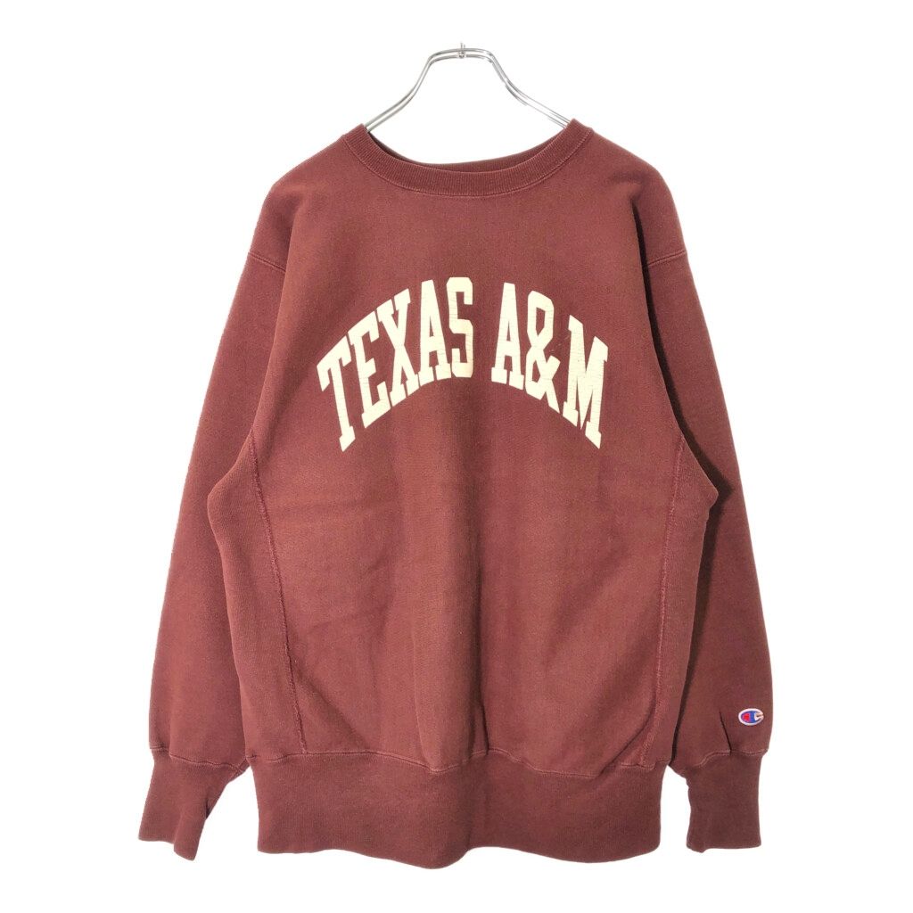 90年代 USA製 Champion テキサス A&M ・アギーズ REVERSE WEAVE リバースウィーブ スウェット ワインレッド(メンズ L)中古 古着 V9259 90年代 USA製 Champion テキサス A&M ・アギーズ REVERSE WEAVE