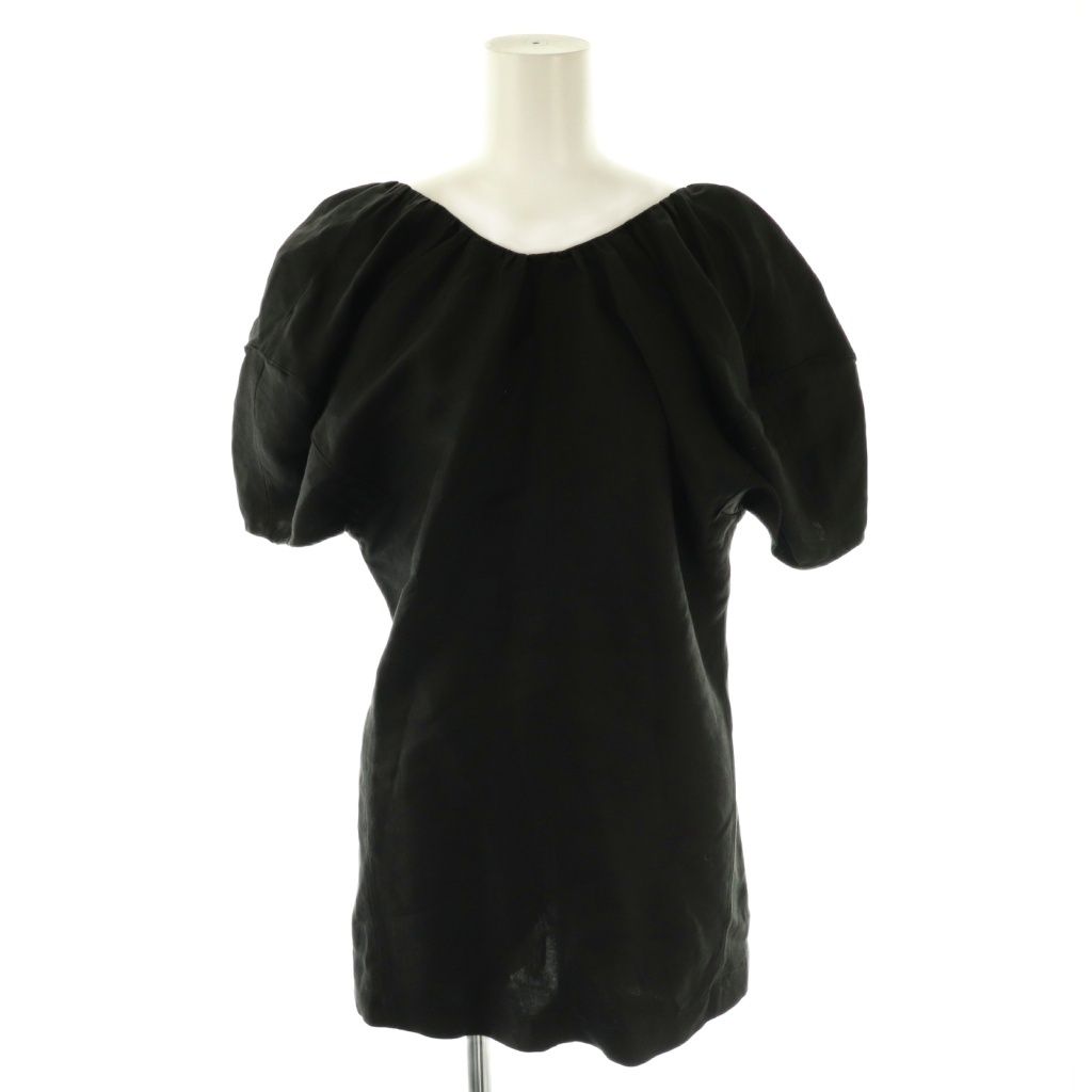 セリーヌ CELINE フィービー期 リネンパフスリーブブラウス プルオーバー 36 ブラック DF OS