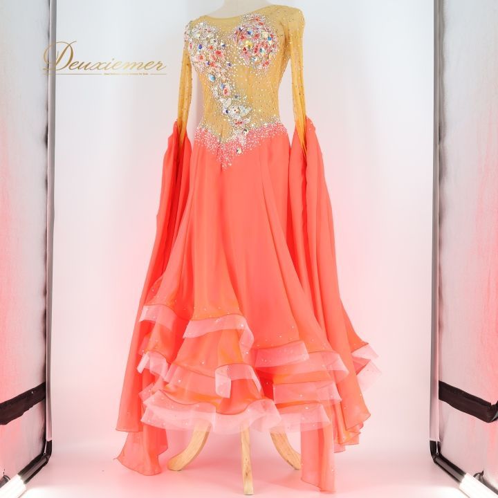 フロート付きスタンダードドレス　競技会や発表会、デモに！華やかなデザイン✨ 社交ダンス 衣装 スタンダードドレス ドレス スタンダード ワンピース