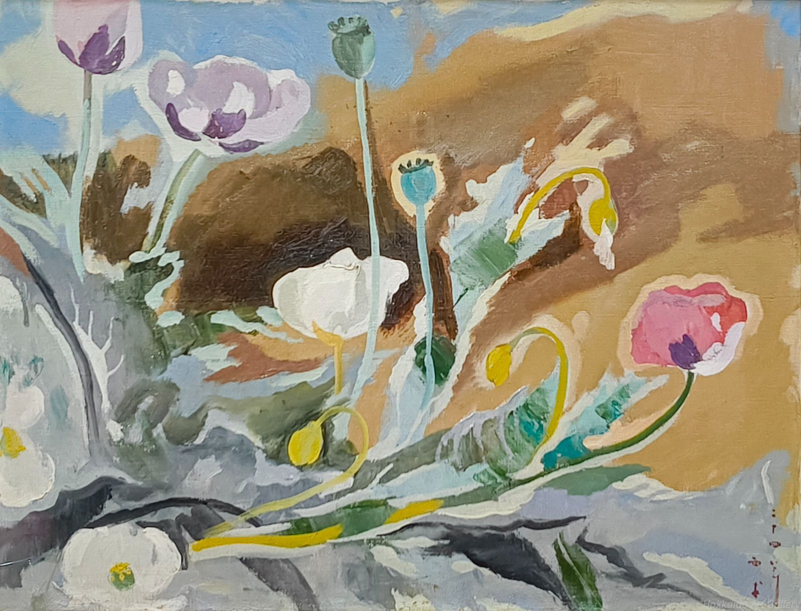 西村計雄 「けし」 油絵・油彩画 絵画 - メルカリ