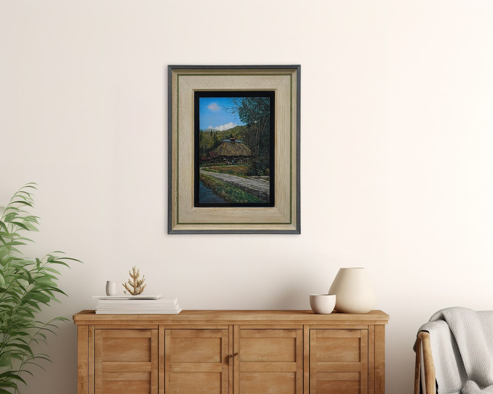 矢ヶ部昭彦 民家風景 油絵 油彩画 絵画