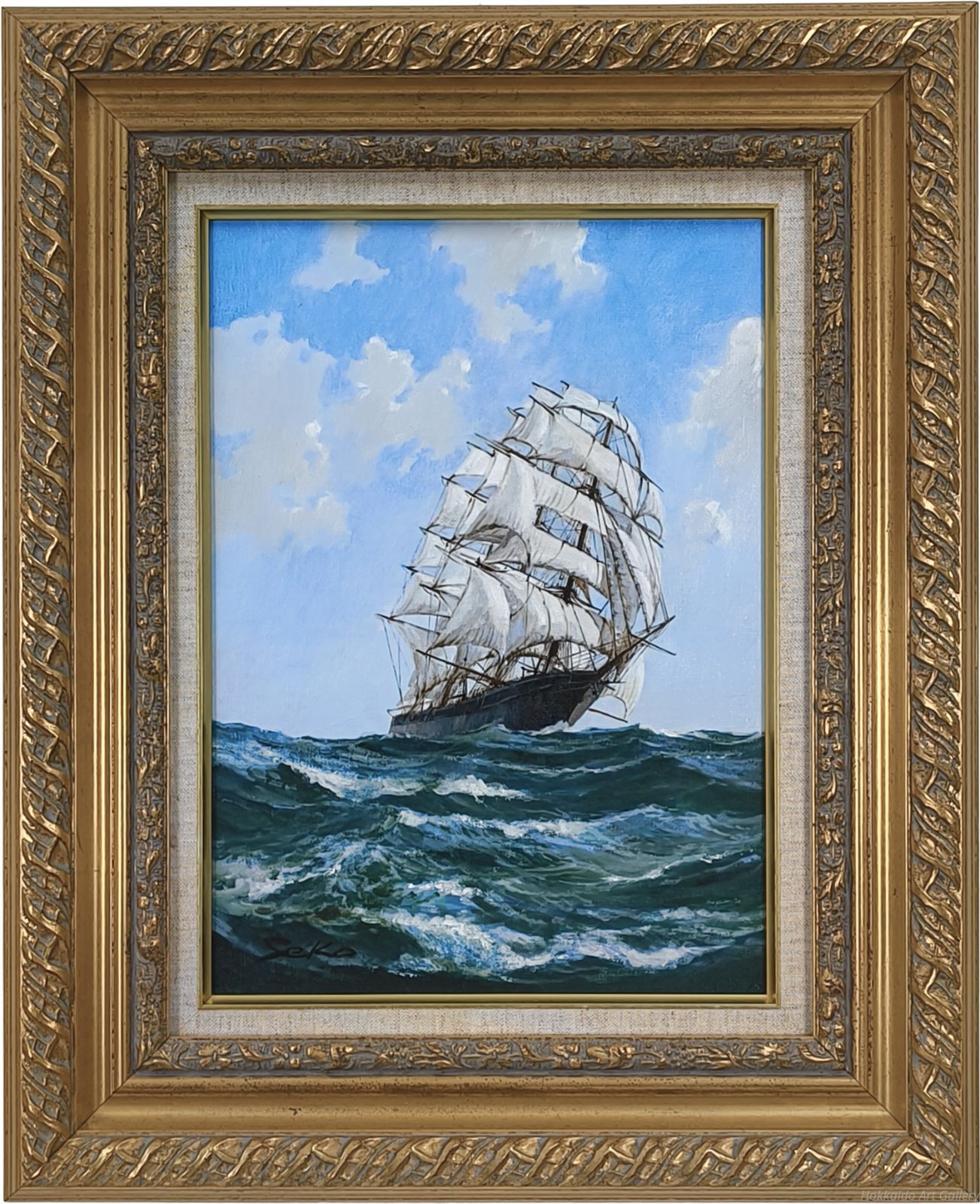 勢古宗昭 ティークリッパー 油絵 油彩画 絵画