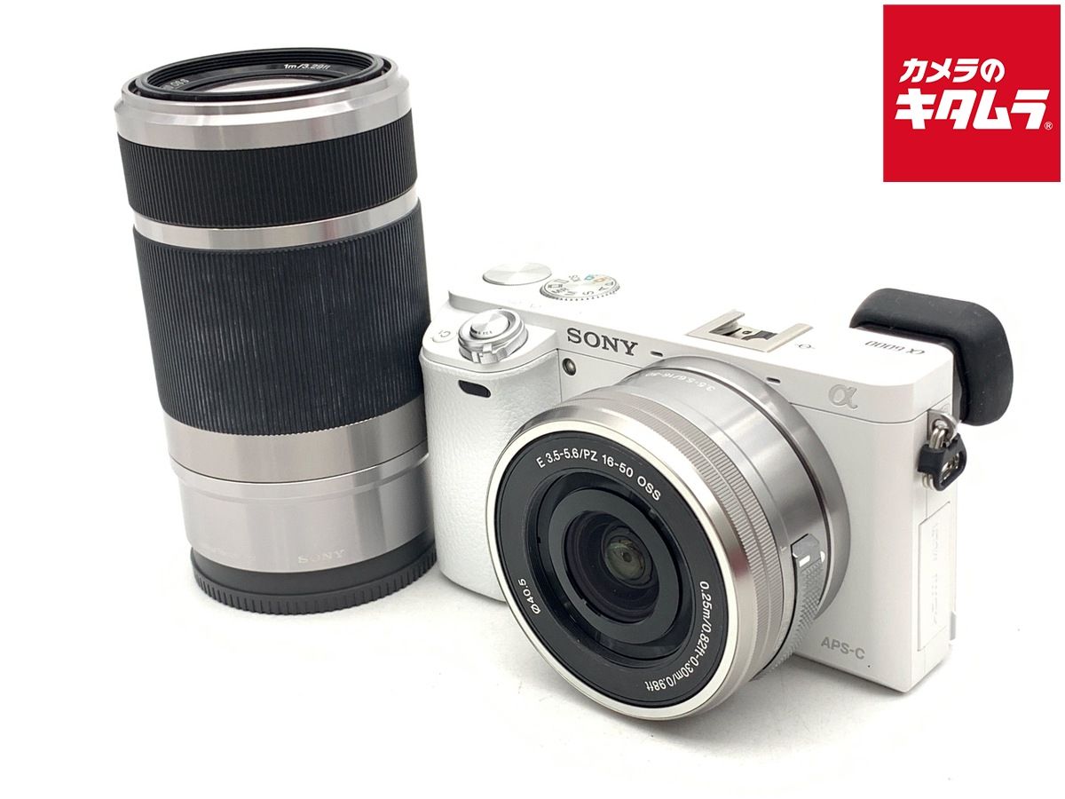 並品 ソニー α6000 ダブルズームレンズキット ホワイト ILCE-6000 Y W