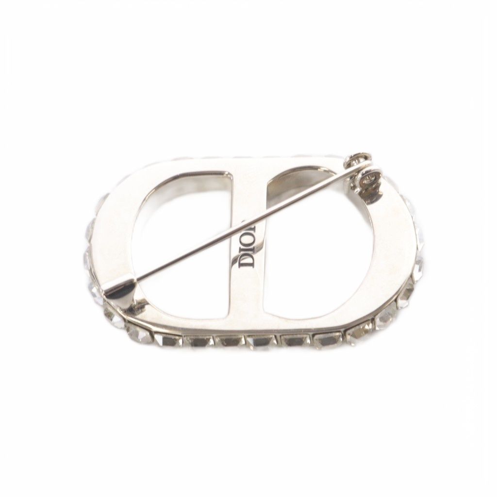 クリスチャンディオール Christian Dior ロゴ クリスタル ブローチ シルバー色