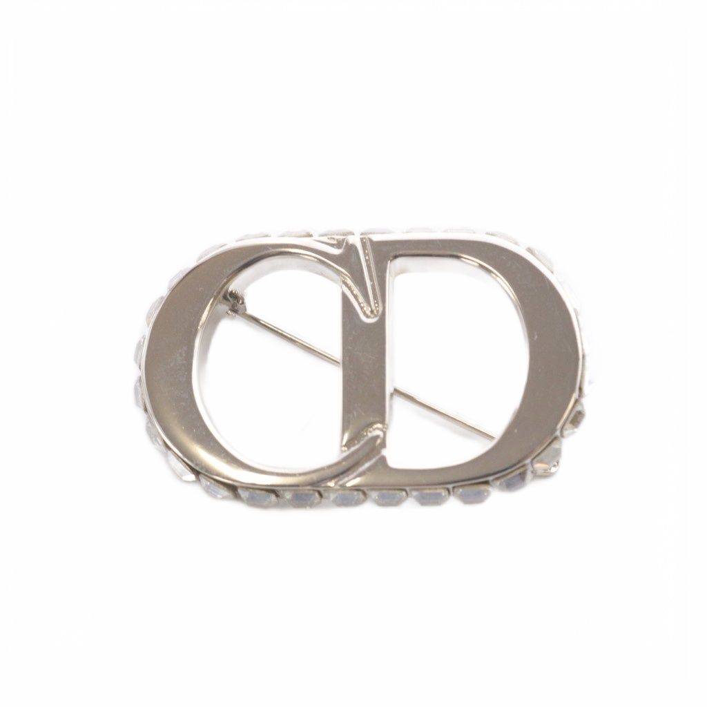クリスチャンディオール Christian Dior ロゴ クリスタル ブローチ シルバー色