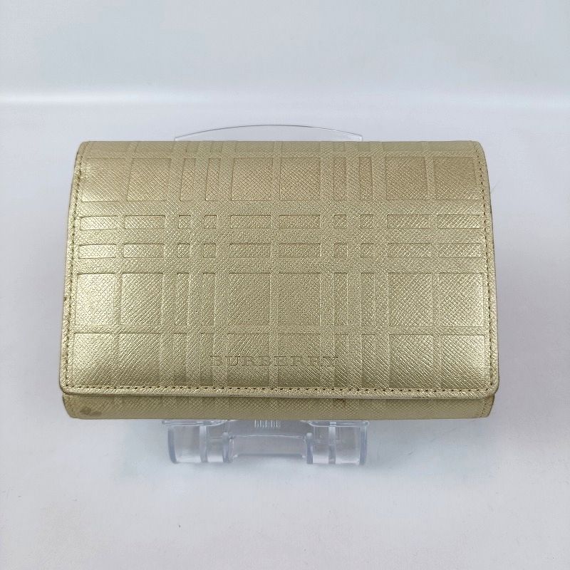 BURBERRY バーバリー 三つ折り財布 ノバチェック柄型押し ゴールド レディース 財布