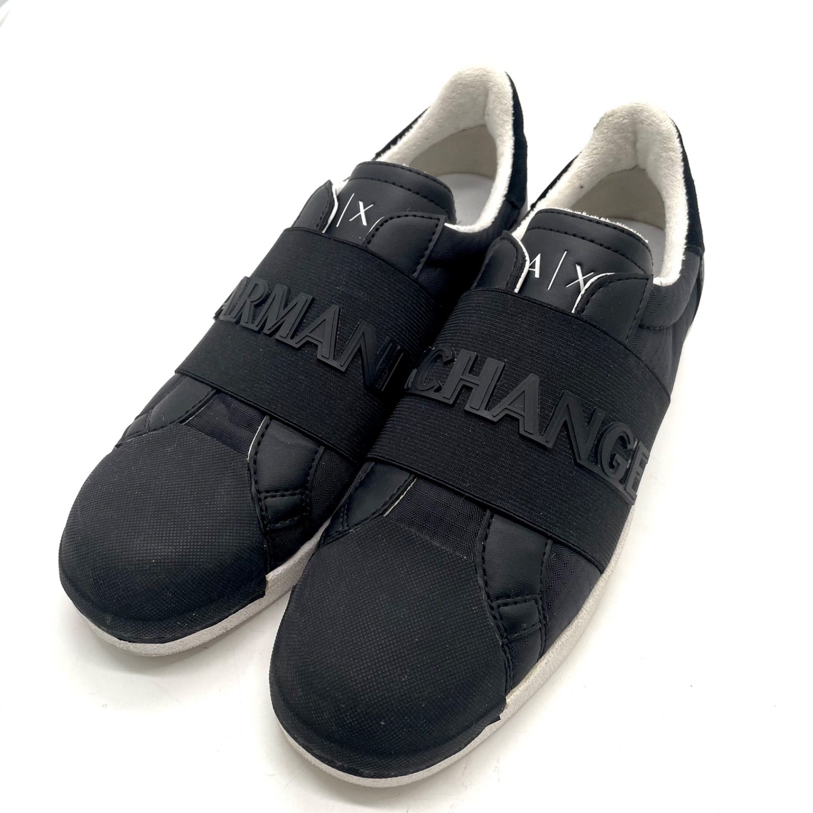 アルマーニ エクスチェンジ A X Armani Exchange スリッポン スニーカー エラスティックバンド カジュアル メンズ 合成皮革25㎝ ブラック 黒