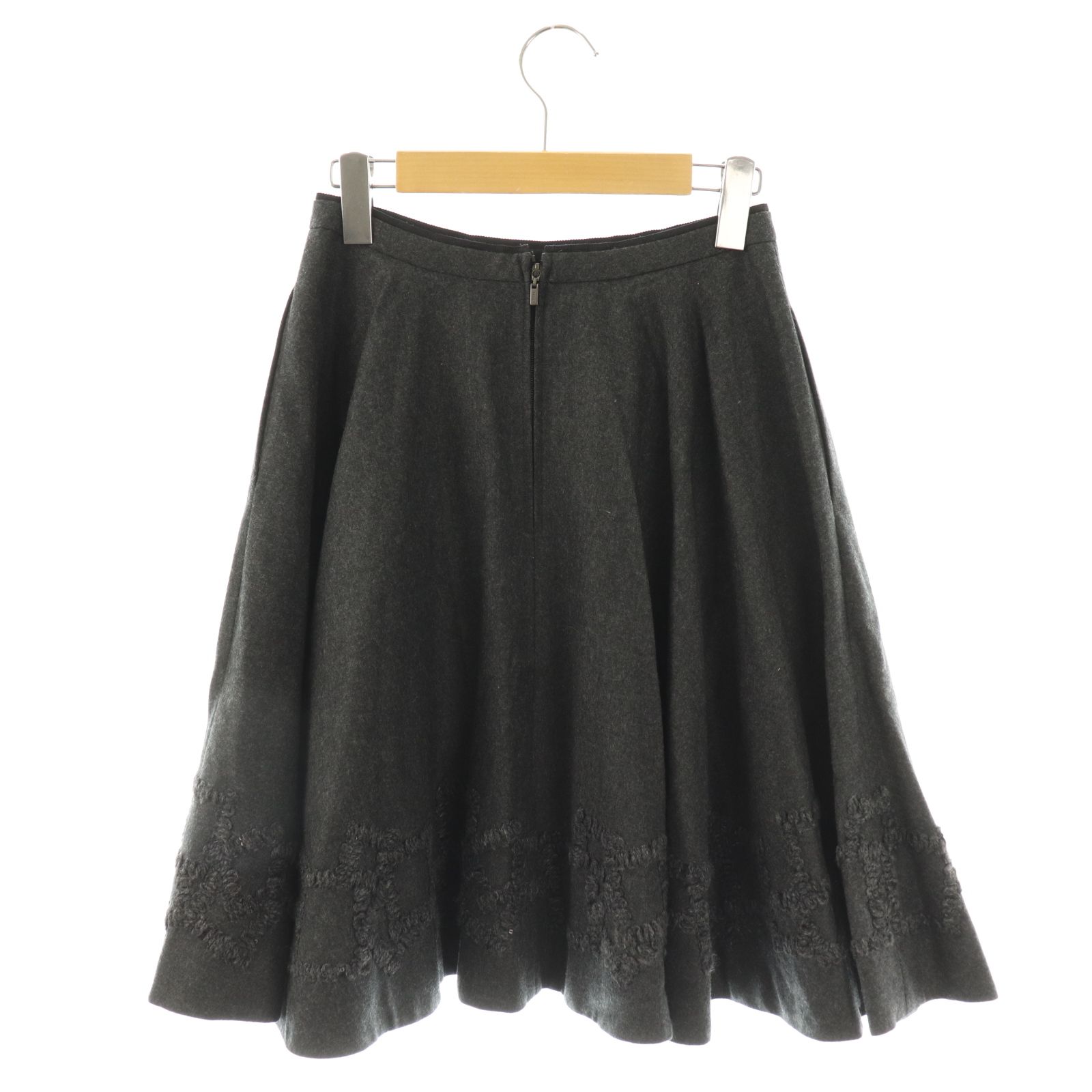 フォクシー FOXEY フレアスカート 38 ダークグレー ブラック 35011 /DO