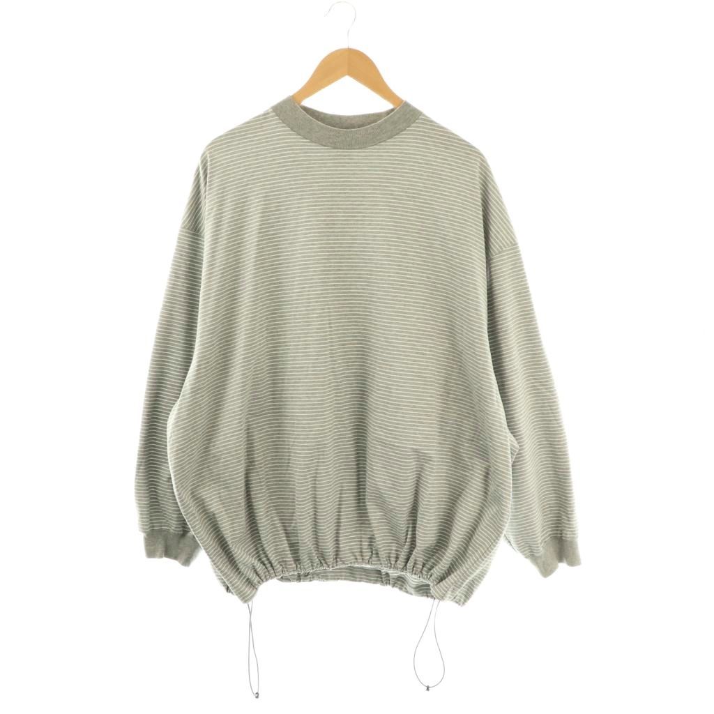 イズネス is-ness BALLOON STRIPES LONG SLEEVE T SHIRT Tシャツ カットソー 長袖 ボーダー コットン M グレー 白 NR OS SH