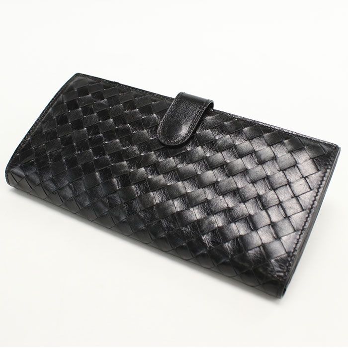 BOTTEGA VENETA ボッテガ ヴェネタ Wホック イントレチャート 134075 V 5281 1000 長財布二折 レザー レディース