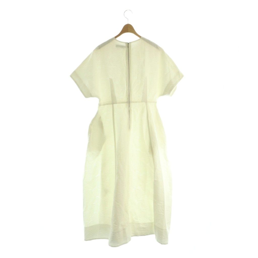 エブール ebure 25 SS コットンフラワージャカード ハーフスリーブワンピース 38 白 ホワイト MI OS SH