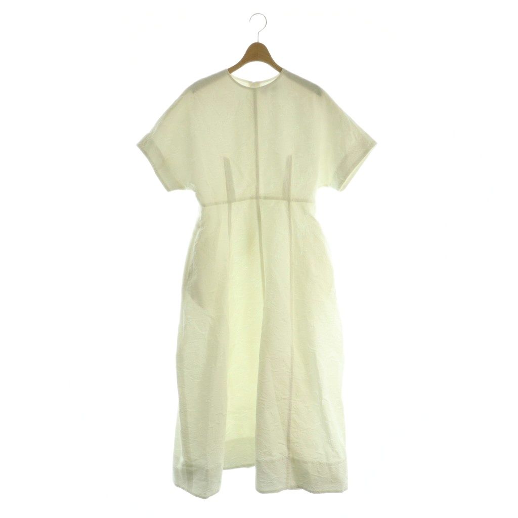 エブール ebure 25 SS コットンフラワージャカード ハーフスリーブワンピース 38 白 ホワイト MI OS SH