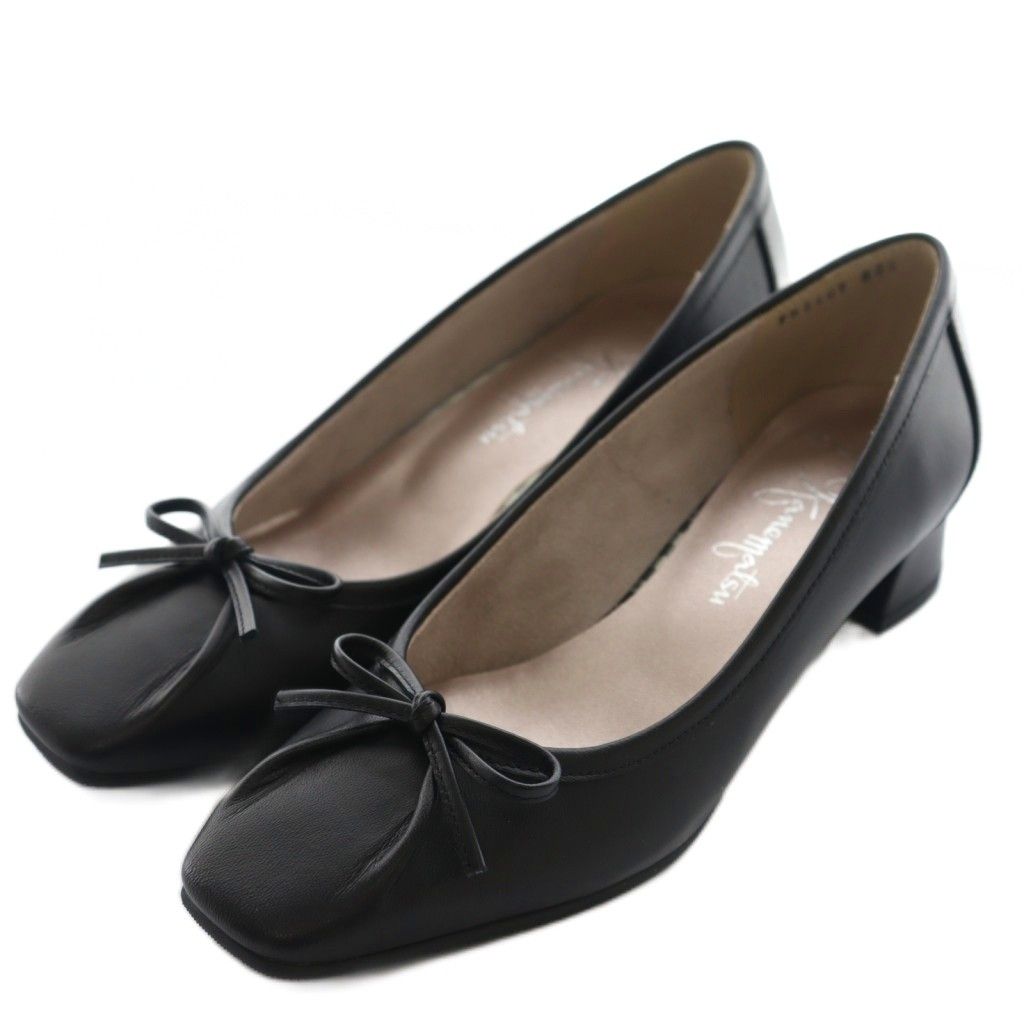 銀座かねまつ GINZA Kanematsu AQUA BELL リボン スクエアトゥパンプス