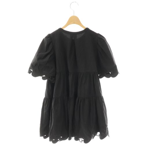 セルフォード CELFORD HANAE MORI 25 SS ハートエンブロイダリーチュニック 半袖 F ブラック HK OS