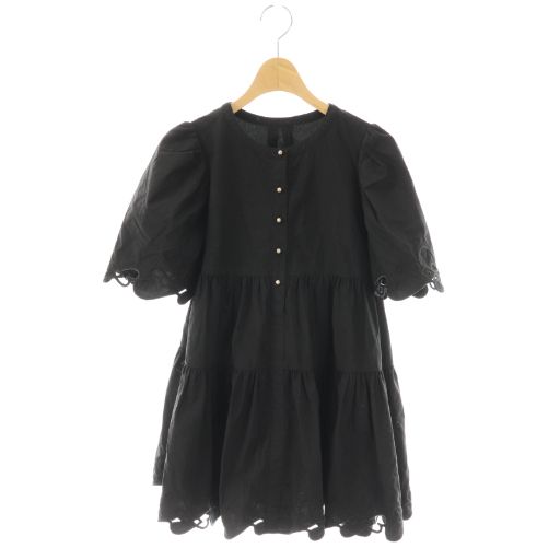 セルフォード CELFORD HANAE MORI 25 SS ハートエンブロイダリーチュニック 半袖 F ブラック HK OS