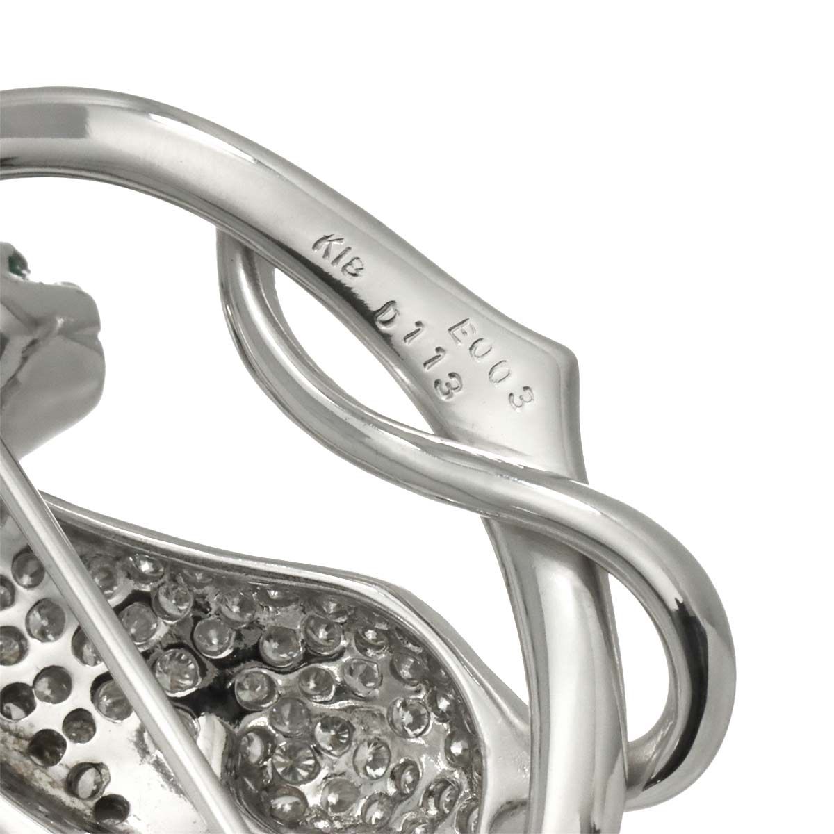  ダイヤ 1.13 ct エメラルド 0.03 K 18 WG ブローチ ホワイト 750 Diamond Brooch ブローチ コサージュ アクセサリー