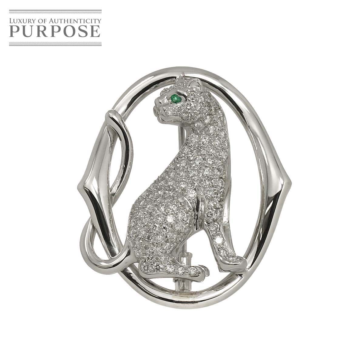 ダイヤ 1 13 ct エメラルド 0 03 K 18 WG ブローチ ホワイト 750 Diamond Brooch