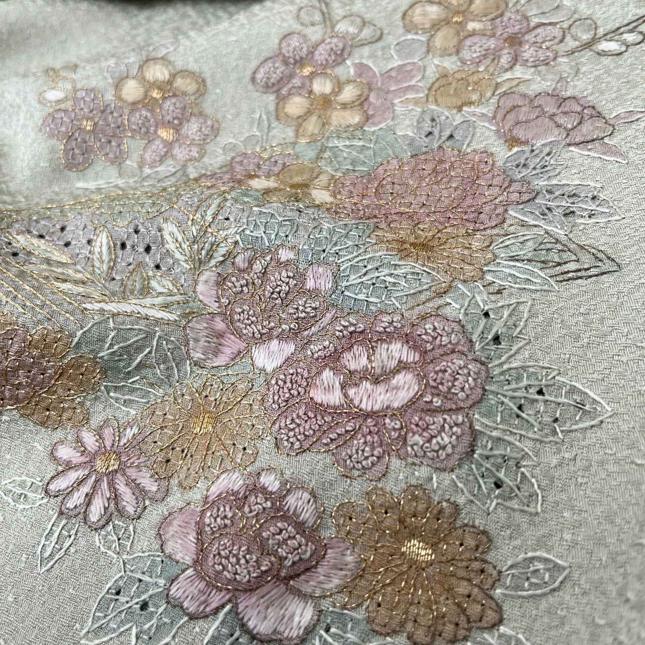 付下げ 中国三大刺繍 さがみお誂え 裄67 ガード加工 紋無し 正絹 着物