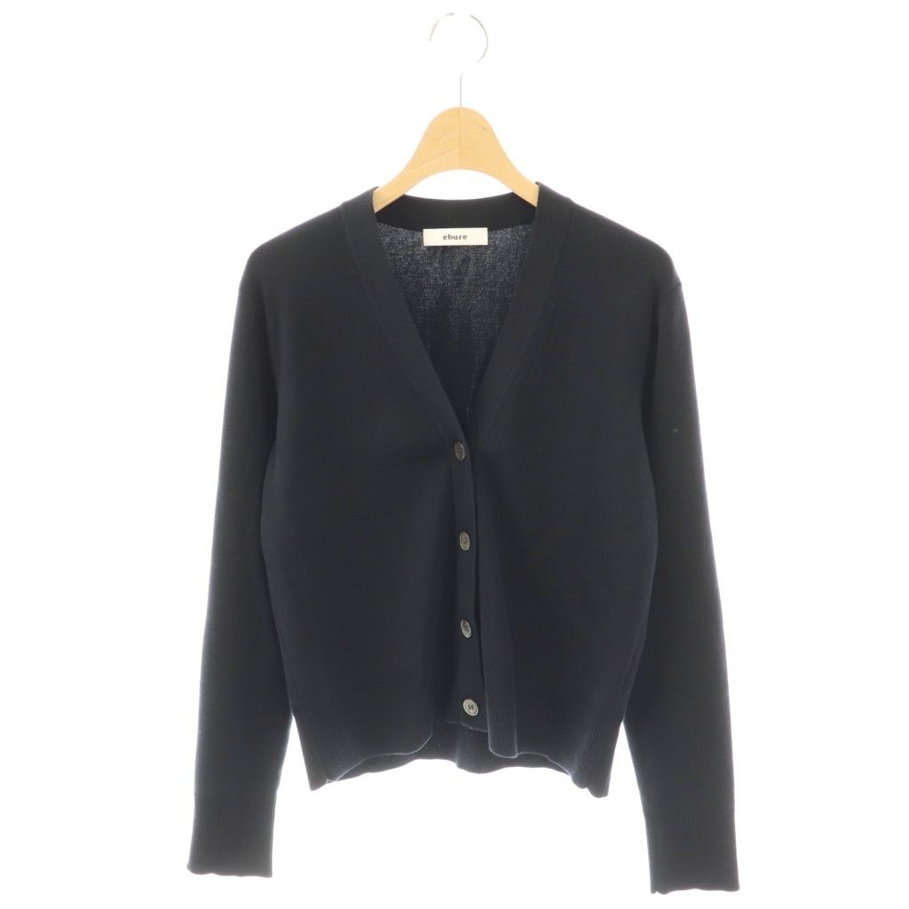 エブール ebure シルクコットンVネックカーディガン 長袖 ニット 黒