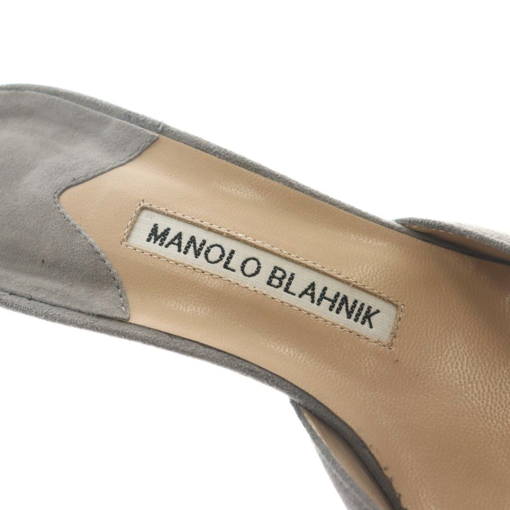  マノロブラニク MANOLO BLAHNIK LAppartement取扱 ミュール パンプス スエードレザー 38 グレー AQ OS ミュール サンダル ミュール