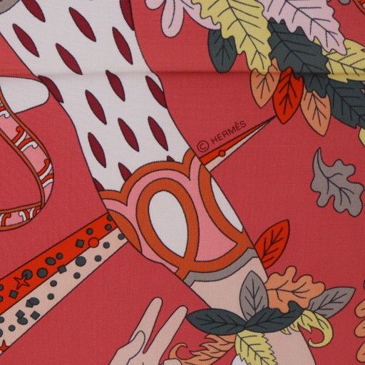 エルメス HERMES スカーフ カレ90 LE SACRE DES SAISONS 四季の祭典 シルク ピンク YO 10 OH