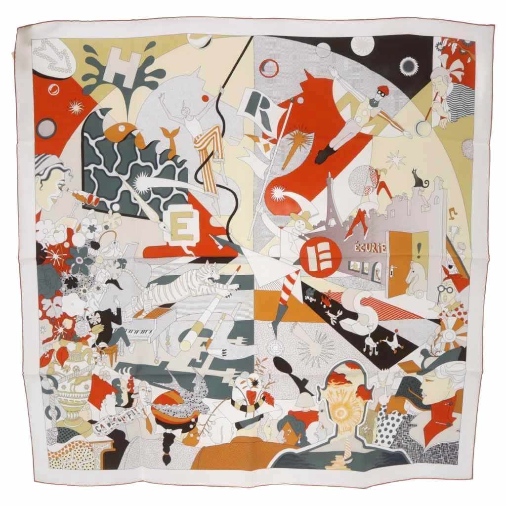 エルメス HERMES スカーフ カレ90 CA ! サ デコワフ シルク ホワイト YO 12 OH