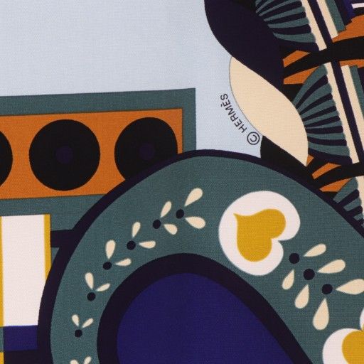 エルメス HERMES 24 SS スカーフ カレ90 HAUTE PARURE オート パリュール シルク ブルー YO 16 OH