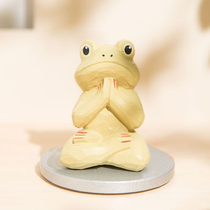 オブジェ 置物 瞑想しているカエル かえる ガーデンオーナメント インテリア 木製 インテリア雑貨 室内 寝室 玄関 リビング ダイニング 庭 ガーデニング プレゼント ギフト ユニーク 癒しグッズ