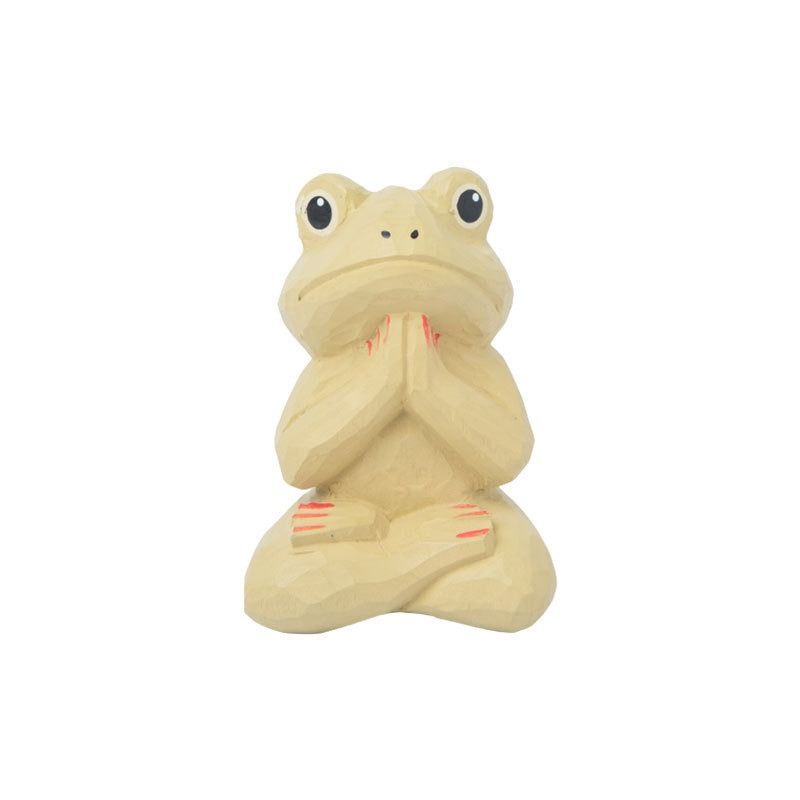  オブジェ 置物 瞑想しているカエル かえる ガーデンオーナメント インテリア 木製 インテリア雑貨 室内 寝室 玄関 リビング ダイニング 庭 ガーデニング プレゼント ギフト ユニーク 癒しグッズ ミニ雑貨 置物 インテリア小物