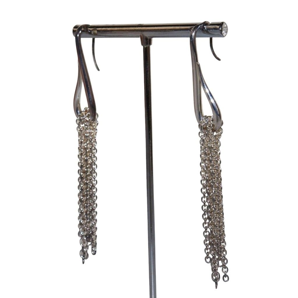 エルメス HERMES リコル ピアス チェーン ロング 両耳用 フックタイプ SV 925 AQ OS OH