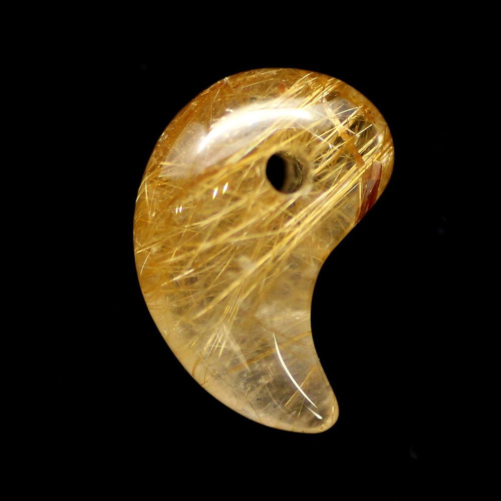 ☆高級品！福運招財秘宝⑧！極密！ゴールド タイチン　ルチル　勾玉　原石 ☆高級品！ゴールド タイチン ルチル 勾玉 原石 財福大黒秘宝⑧！極密