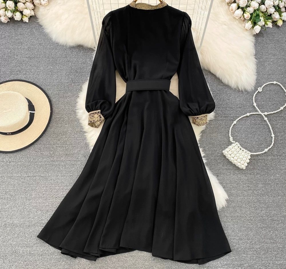 シースルー 結婚式 ロングワンピース パーティドレス お呼ばれ 長袖 花柄 レース刺繍