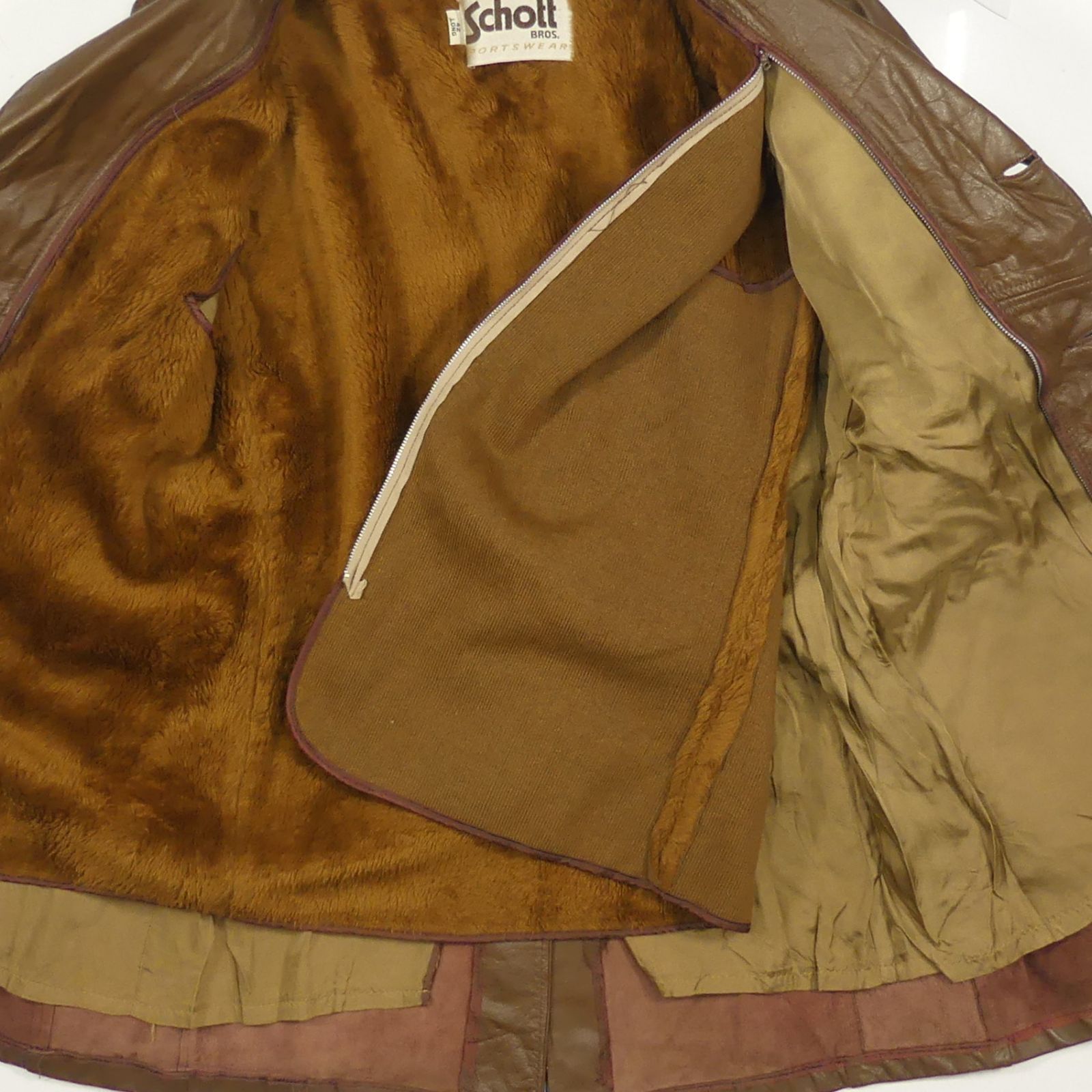 Schott ショット 42 トレンチコート XL レザー 本革 茶 ライナー 