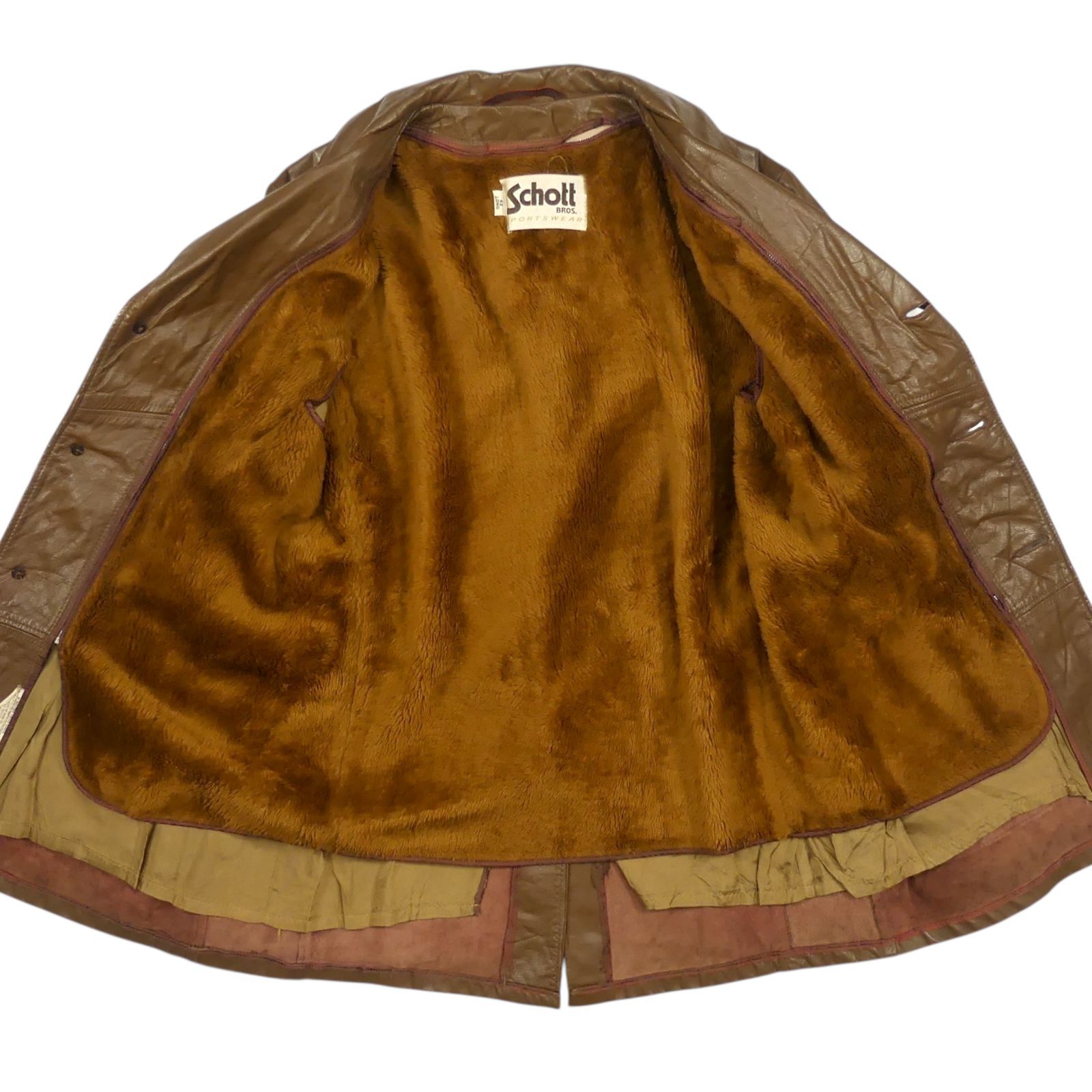 Schott ショット 42 トレンチコート XL レザー 本革 茶 ライナー 