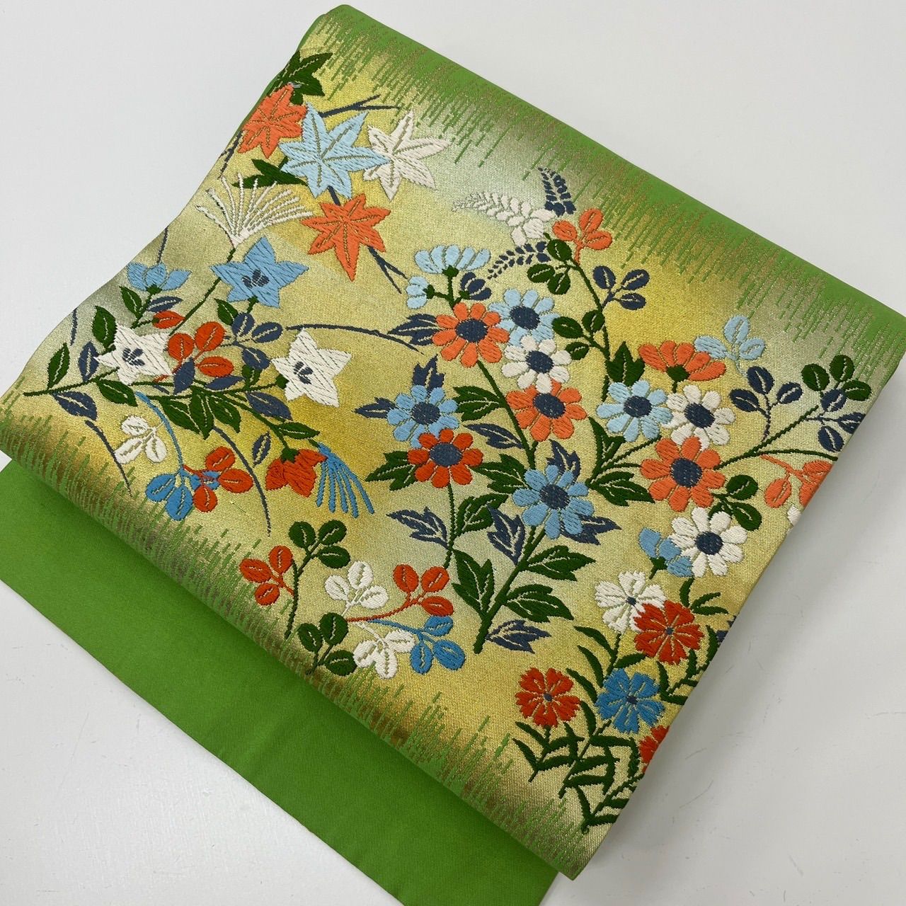 名古屋帯 金彩 草花の唐織 九寸 正絹 MA-2529 - メルカリ