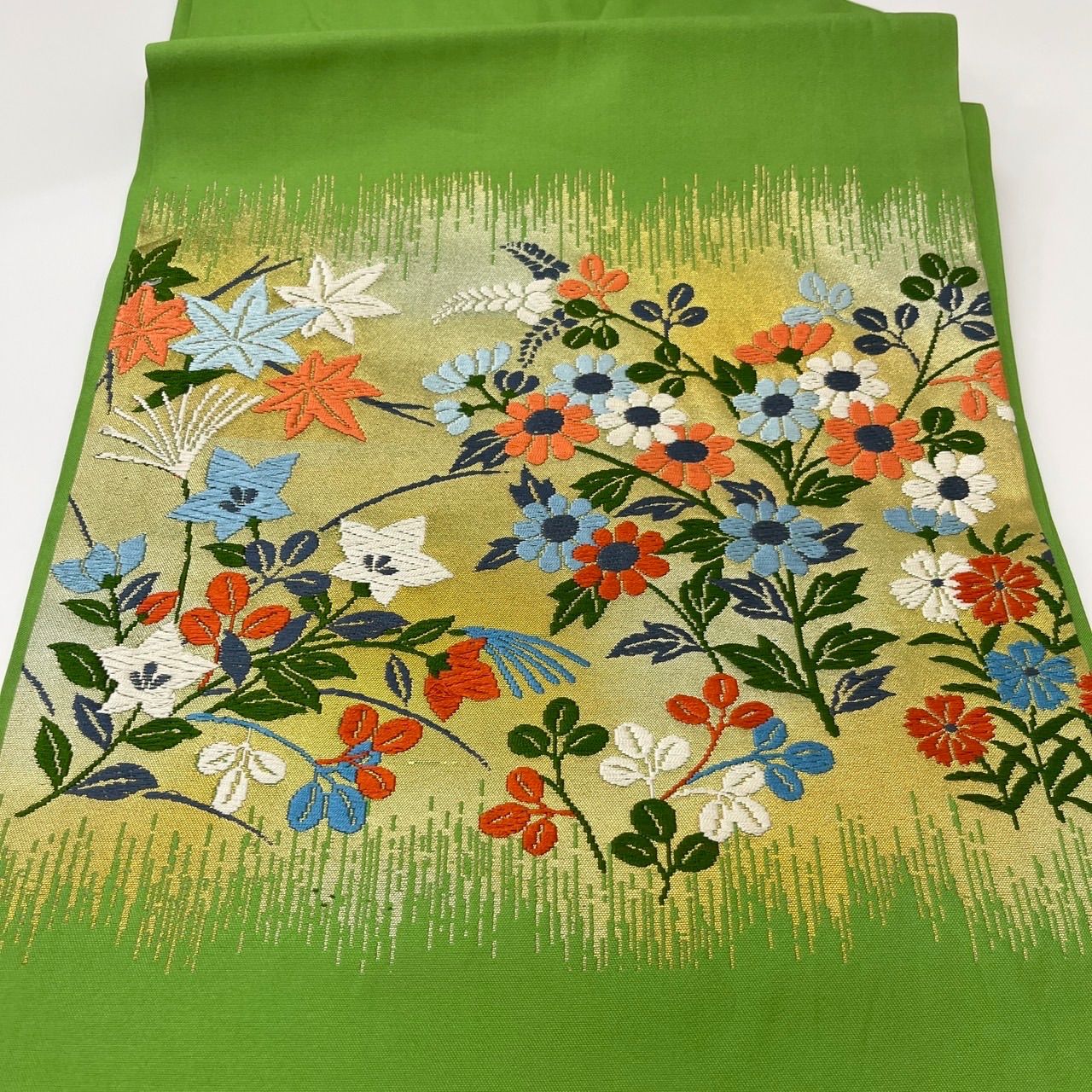 名古屋帯 金彩 草花の唐織 九寸 正絹 MA-2529 - メルカリ