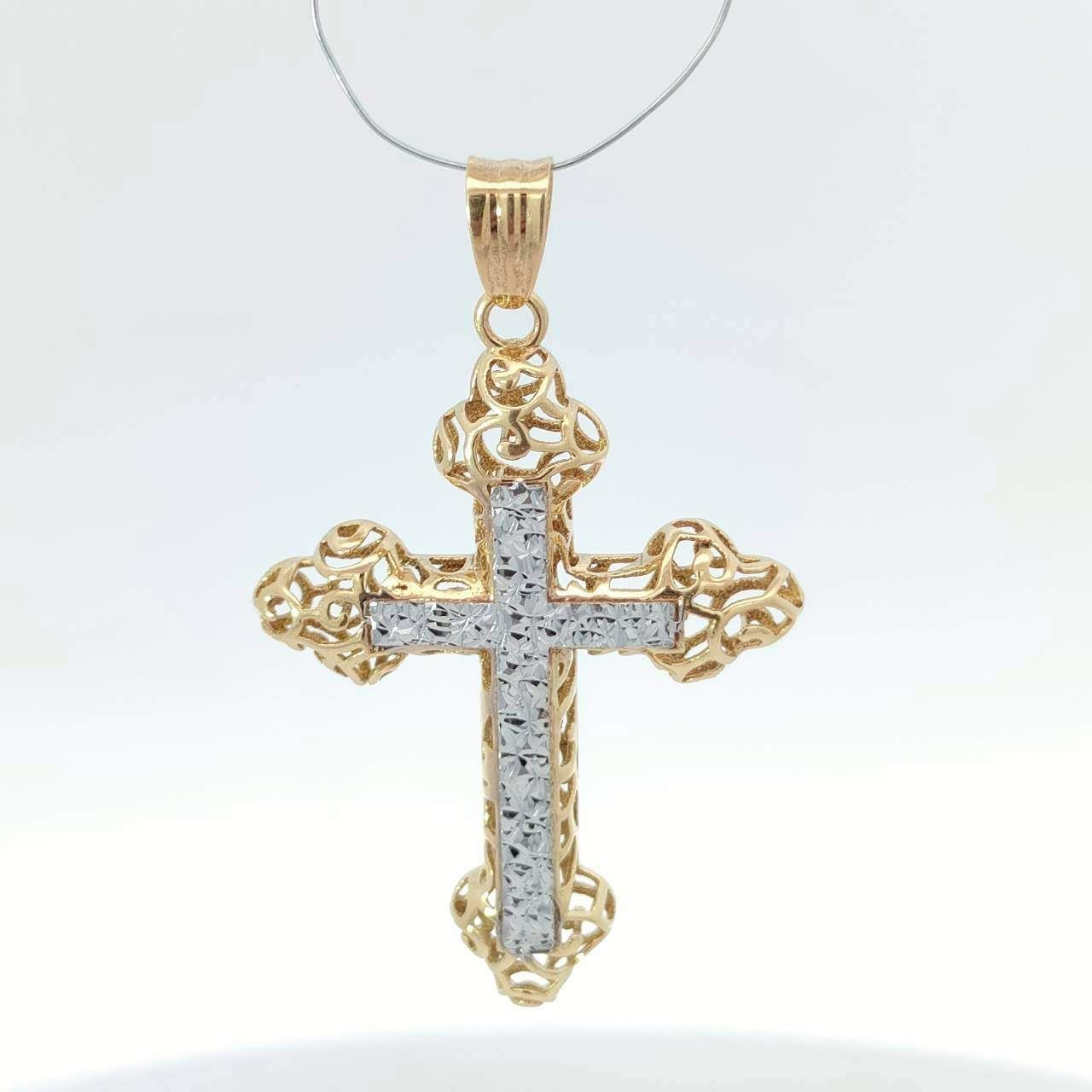 18金 K 18 クロス デザインネックレストップ 男女兼用 1.85 g E 014