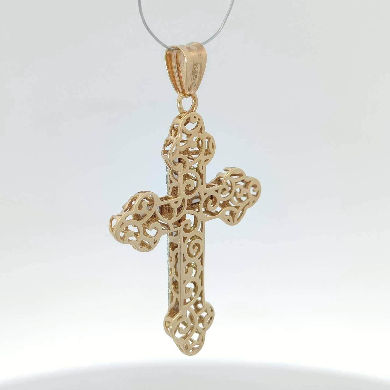  18金 K 18 クロス デザインネックレストップ 男女兼用 1.85 g E 014 チャーム アクセサリー