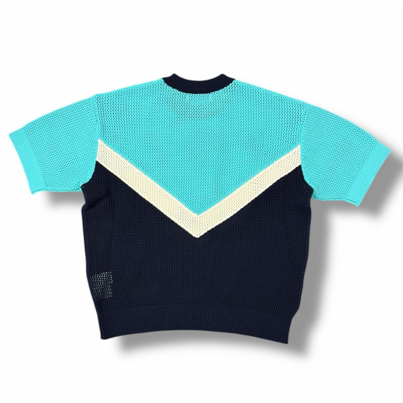 参考上代29700円 未使用 CULLNI 25SS Bi Color Mesh Knit Short Sleeve