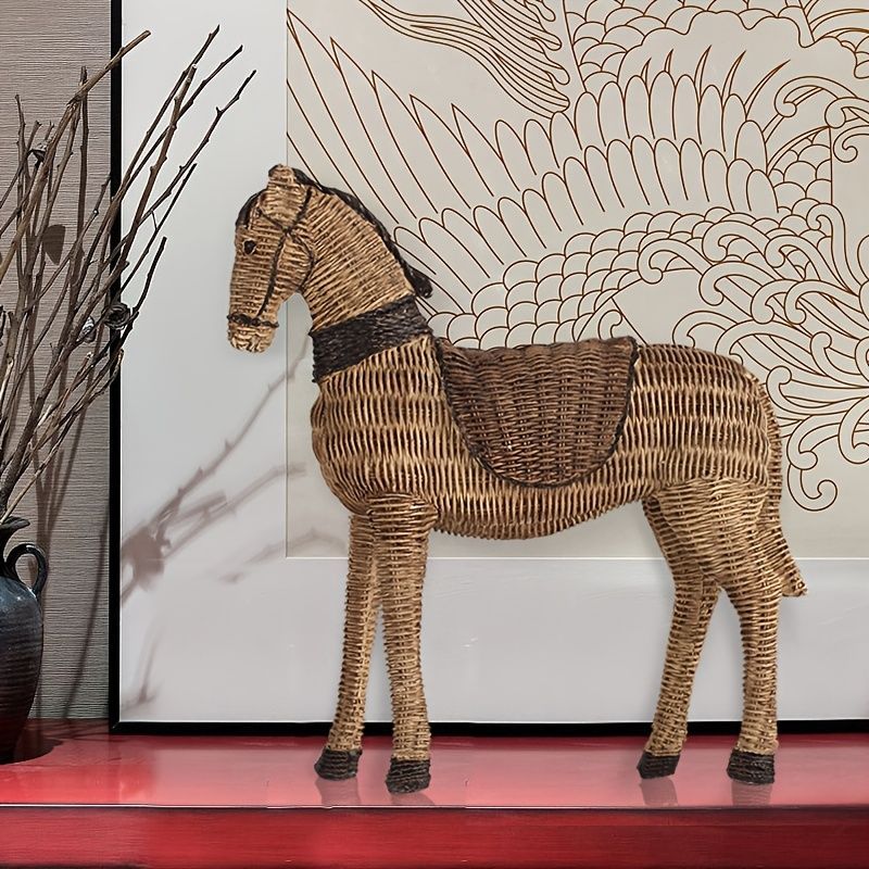 オブジェ 置物 ガーデンオーナメント ウマ うま 馬 干支 ラタン ガーデニング 庭 装飾 樹脂 インテリア 癒しグッズ 室内 屋内 インテリア雑貨 玄関 リビング ダイニング インテリア小物 正月飾り