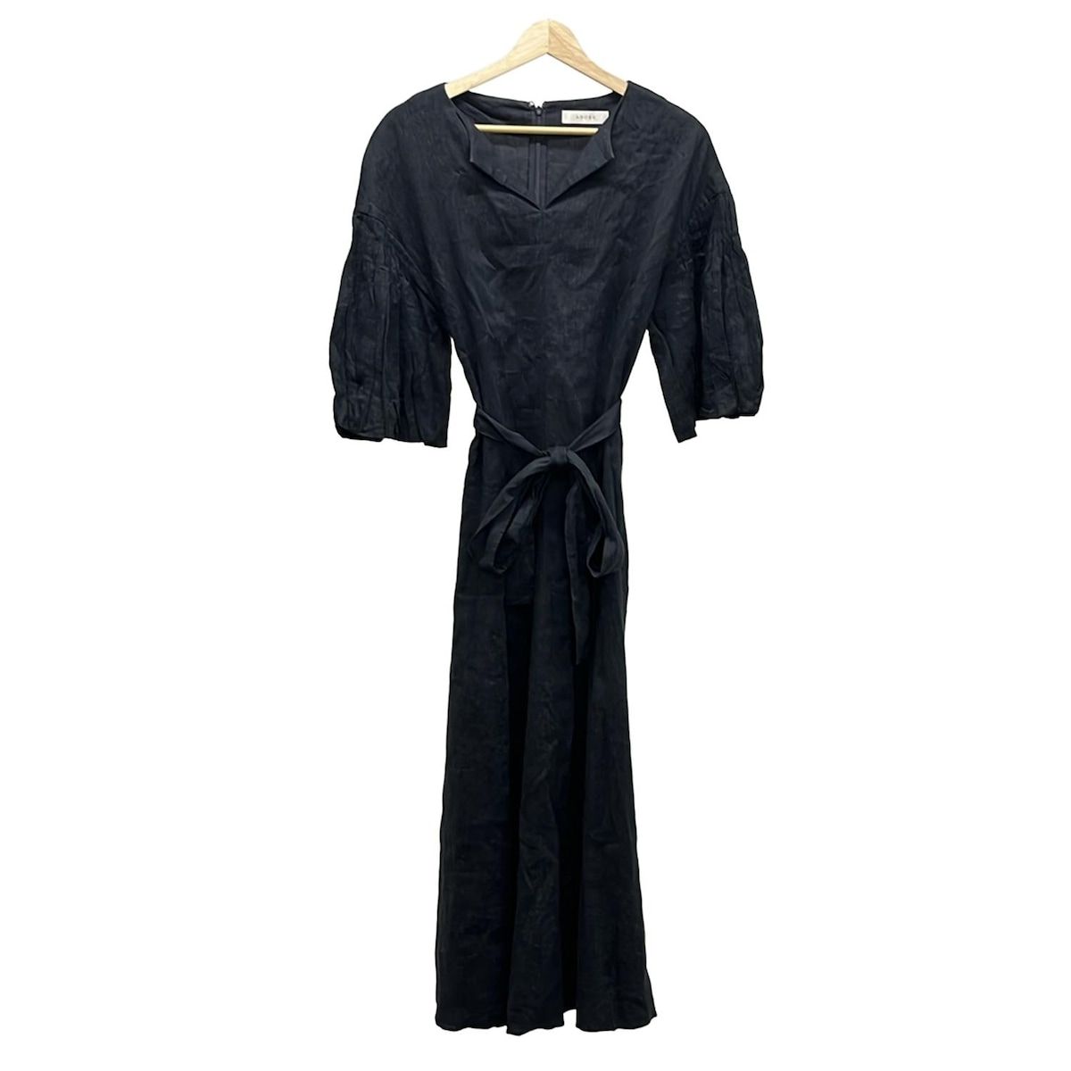 ADORE アドーア ワンピース サイズ38 M レディース ダークネイビー 半袖 マキシ丈 麻混