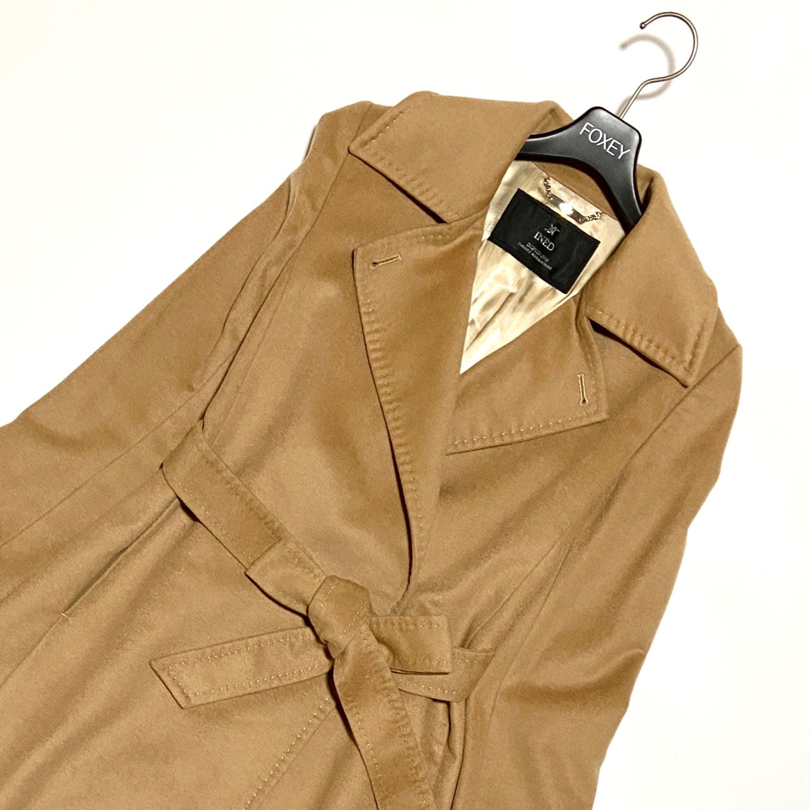美品 INED イネド カシミヤロングコート ベルテッド ベルト cashmere
