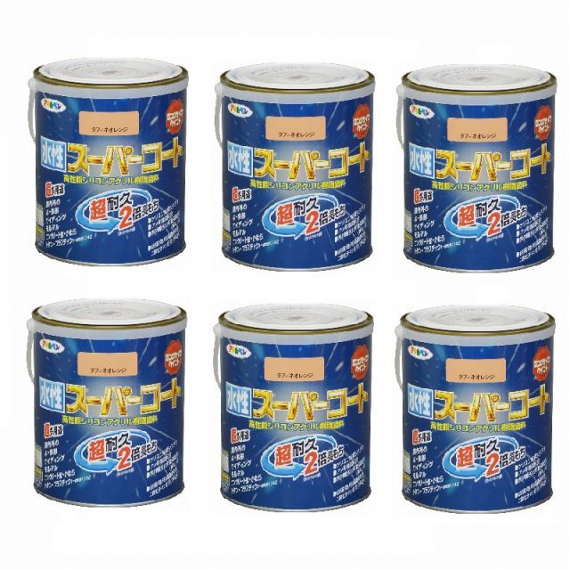アサヒペン 水性スーパーコート １．６Ｌ ラフィネオレンジ 6缶セット