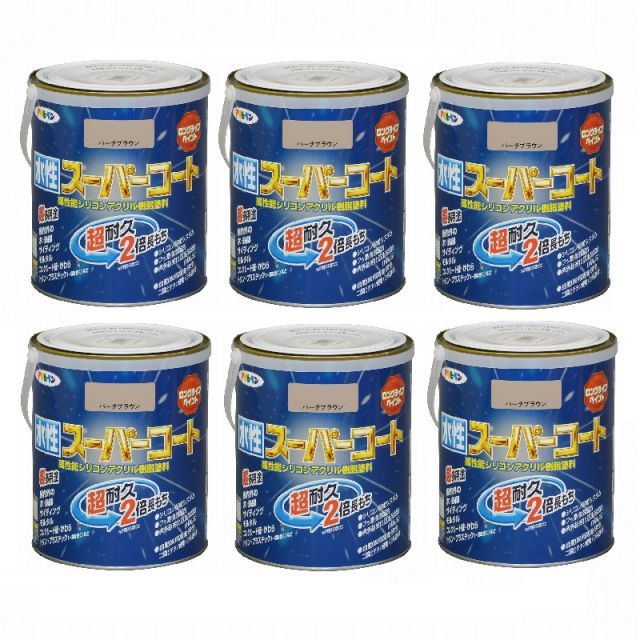 アサヒペン 水性スーパーコート １．６Ｌ バーチブラウン 6缶セット